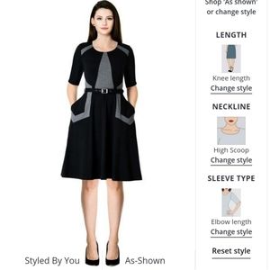 eShakti Colour Block Cotton Knit Dress